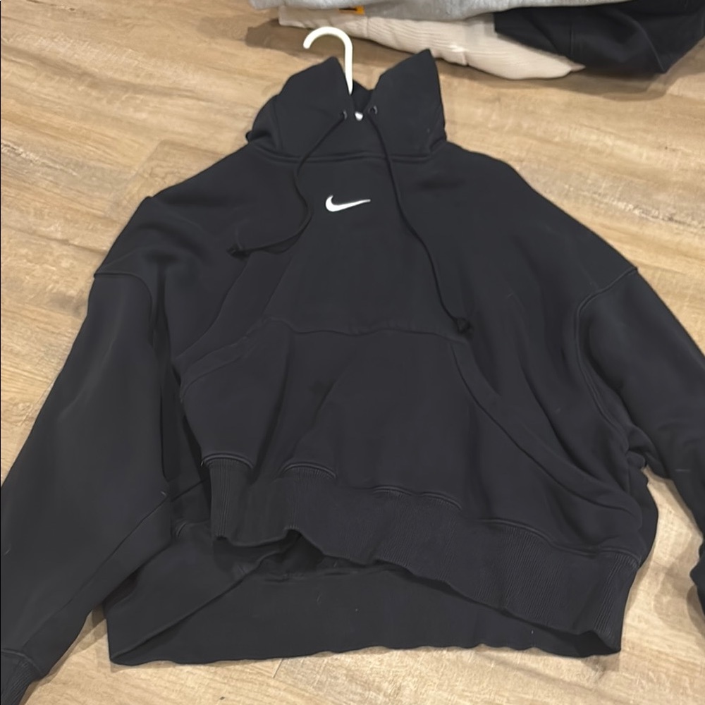 Oversized Nike Black Hoodie with White Logo